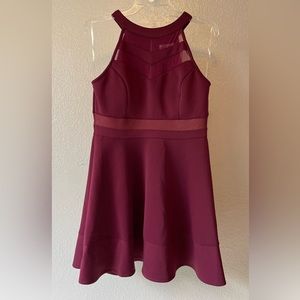 Maroon Halter Neck dress.